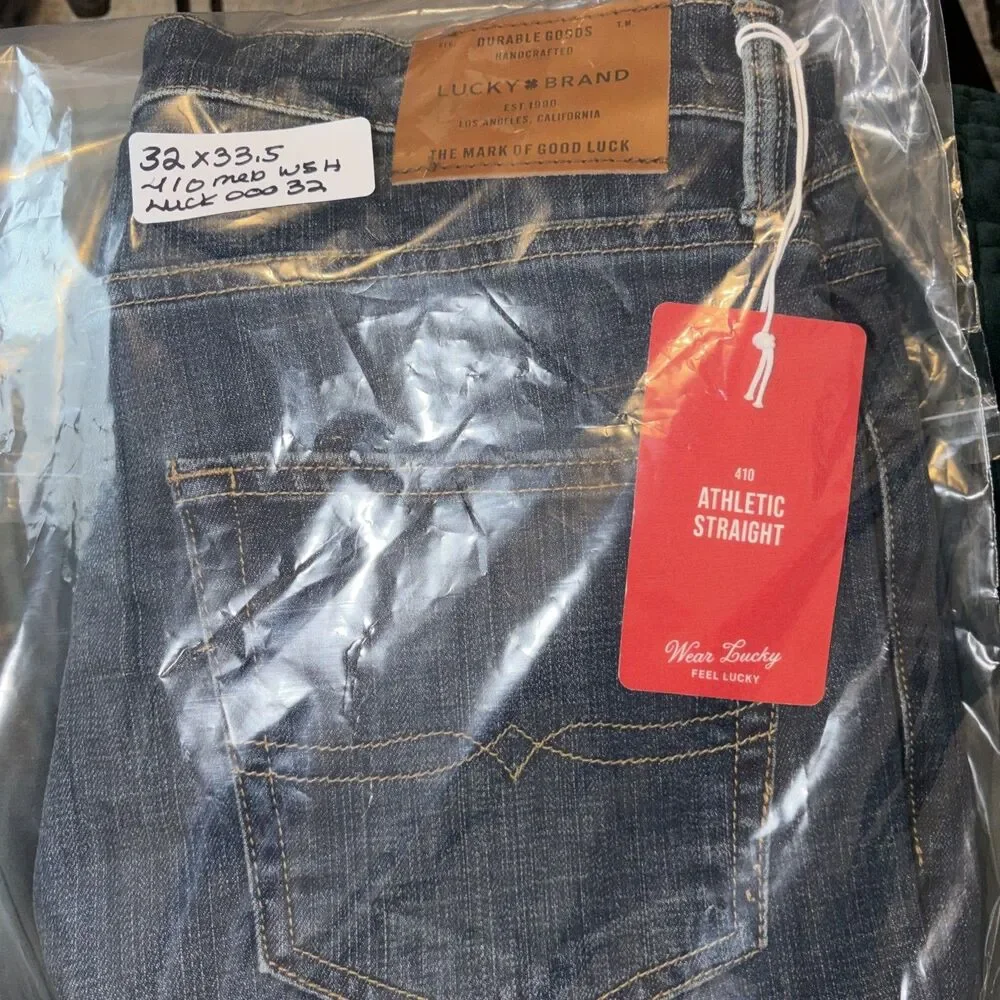 Lucky Brand Mens 410 Straight Jeans Stretch Denim 32 x 33.5 Academia Western